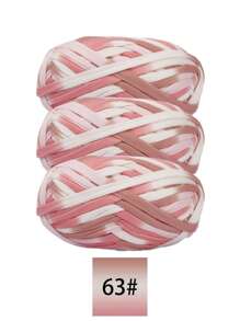 3 pièces Ruban de satin en polyester, environ 300g, mélange multicolore de fil doux en tissu - pour pantoufles au crochet DIY, sacs, panier de rangement (design d'emballage assorti)