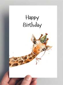 1pc Giraffe Birthday Card With Envelope - Cheerful Cartoon Design, High-Quality Paper, Perfect For Family, Youngsters, Teens, And Loved Ones On All Occasions