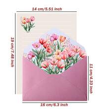 Set da 6 pezzi di buste e carta da lettere a tema floreale romantico, con buste ed carta con eleganti motivi floreali, adatti per lettere d'amore, note, matrimoni, inviti, delicata carta da lettere e buste floreali, buste per cartoline, forniture scolastiche, back to school