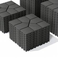 Plastic Interlocking Deck Tiles,44 Pack Patio Deck Tiles,12"X12" Square Waterproof Outdoor All Weather Use, Patio Decking Tiles For Poolside Balcony Backyard, Grey