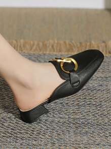 Women's Chunky Heel Closed Toe Mule Loafers, Slip-On Comfy Retro Style Shoes, Spring/Summer 2025 New Arrival