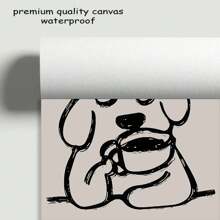 1pc Retro-Style "More Espresso, Less Depression" Interesting Dog Drinking Coffee Art Canvas Printed Posters - Modern Wall Arts Decorative Paintings, Suitable For Living Room Decor, Bedroom Decor, Kitchen Decor, Corridor Decor, Room Decor Modern Wall Decor And Home Decor - Unique Gift Creativity For Coffee Lovers | Minimalist Poster
