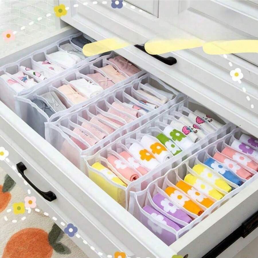 Bra Drawer Organizers, Underwear Drawer Organizers Divider, Lingerie Storage Bins,Bibs Storage Dai,Baby Bath Towel Clothes Storage Bag, Wardrobe Organizers And Storage Box, Mesh Drawer Organizer Divider Closet Storage For Underwear Bra Sock - Storage - View 1