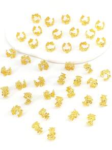 40 chiếc dây buộc tóc hình lá bằng hợp kim kiểu cổ điển, thích hợp làm phụ kiện tóc mùa hè cho bé gái, trang trí tóc tết. - Vàng - Xem 5