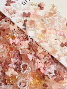 10 جرام / 50 جرام / 100 جرام من الزينة الملونة المختلفة الأشكال ثلاثية الأبعاد للأظافر، على شكل قلب وزهرة وفيونكة، من الراتنج المسطح للخلفية، أحجار الراين لتزيين الأظافر، مستلزمات DIY للمشغولات اليدوية والمجوهرات ومستلزمات الأظافر