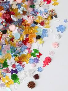 10 جرام / 50 جرام / 100 جرام من الزينة الملونة المختلفة الأشكال ثلاثية الأبعاد للأظافر، على شكل قلب وزهرة وفيونكة، من الراتنج المسطح للخلفية، أحجار الراين لتزيين الأظافر، مستلزمات DIY للمشغولات اليدوية والمجوهرات ومستلزمات الأظافر