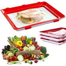 Recipiente de almacenamiento, bandejas de alimentos apilables y reutilizables con tapas, caja de conservación de alimentos al vacío duradera, para almacenar frutas, verduras, pan y carne, organización y almacenamiento de cocina, accesorios de cocina para Halloween y Navidad