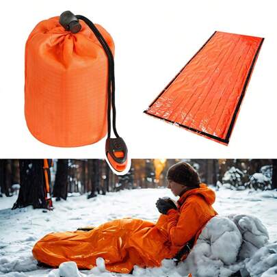 1 Piece Of Orange Outdoor First Aid Thermal Sleeping Bag - Emergency Camping Hiking, Outdoor Temperature Loss And Insulation Equipment, Survival Blanket