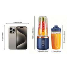 Licuadora portátil recargable de 400ml,  de alta capacidad con seis cuchillas para triturar hielo rápidamente, perfecta para batidos, jugos de verduras y frutas, ideal para la cocina y los viajes