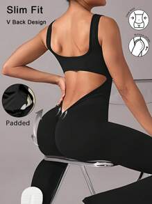 6pecil Body a zampa per donna con sollevamento fianchi, body sportivo a collo quadrato e schiena scoperta, body ampio da donna per attività all'aperto