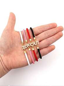 A Fashionable And Exquisite Copper-Inlaid Zirconia A-Z Bracelet With The First Letters Of The 26 Surnames. It Can Be Freely Adjusted And Pulled. It Is A Daily Accessory For Girls And A Festival Gift!