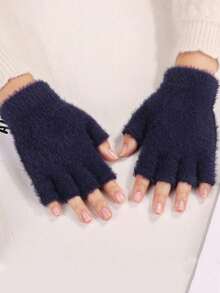 1 Pair/2 Pairs/3 Pairs Fashion Soft Plush Warm Fingerless Gloves For Women, Thickened Cold-Proof Touchscreen Gloves Suitable For Outdoor Cycling, Sports, Wear In Winter Halloween - Multicolor - View 3