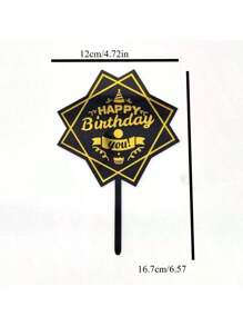 5pcs/1pc Acrylic Happy Birthday Cake Topper, Birthday Cake Decor, Party Supplies, Modern Letter Graphic Cake Decor, Birthday Party Decorations, Perfect Keepsake Gift For Family And Friends, Father's Day Gift For Dad