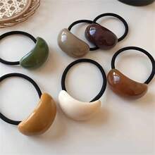6 Stück acryl Haargummis, Mehrfarbig, elegantes minimalistisches Design Haargummi Zopfhalter Haarband Haargummi