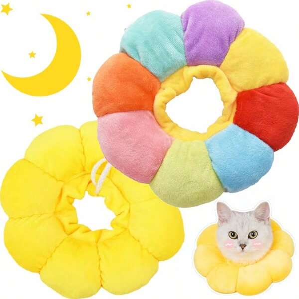 Collare anti-leccamento e anti-graffio con colletto morbido a forma di girasole giallo per animali domestici come cani e gatti, per evitare imbarazzo