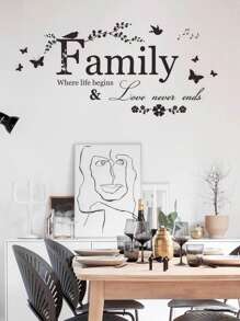 Sticker mural avec slogan et impression de fleur, sticker mural adhésif noir amovible pour la décoration de la maison, stickers, décalcomanie murale, décalcomanie vinyle pour la décoration de la maison, articles de décoration de printemps pour rafraîchir votre maison, autocollants de décoration de fête, cadeaux de décoration d'anniversaire et de remise des diplômes