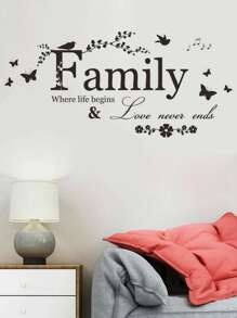 Sticker mural avec slogan et impression de fleur, sticker mural adhésif noir amovible pour la décoration de la maison, stickers, décalcomanie murale, décalcomanie vinyle pour la décoration de la maison, articles de décoration de printemps pour rafraîchir votre maison, autocollants de décoration de fête, cadeaux de décoration d'anniversaire et de remise des diplômes