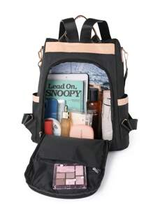 Anti-Theft Nylon Backpack Women Purse, Multi-Function Fashion Day Bag, Multi-Pocket Lightweight Travel Bag, Large Capacity Simple School Bag, Convenient Book Bag, For Students, Travel Vacation, Business Trip, Daily Commuting, Shopping, Office, Dating, Outdoor, Birthday Gift, Holiday Gift, Mochilas