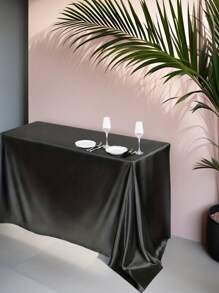 1 Set Rectangular Satin Tablecloth + 1 Set Table Runner, 57.08"X102.3", White/Black/Rose Gold, Satin Tablecloth/Chair Sash/Chair Back Decoration, Suitable For Home, Indoor, Outdoor, Picnic And Camping, Suitable For Decorating All Holidays And Formal Occasions, Applicable To Wedding/Hotel/Restaurant Party/Birthday Party/Easter/Wedding Season