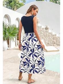 Women's Summer Maxi Dress 2025 Casual Sleeveless Hawaiian Sundress Tropical Long Dress Beach Vacation Outfit - White - View 4