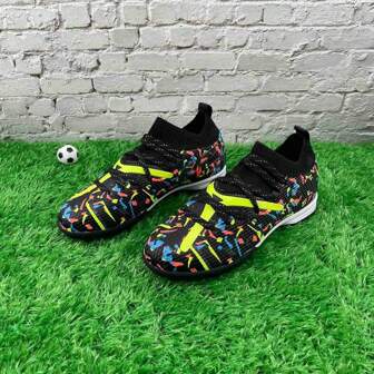 1 Pair Adult Unisex Low-Top Outdoor Soccer Shoes, Non-Slip & Durable TF Cleats For Team Competition Sports, Suitable For Artificial Turf, Sand, Natural Grass And Indoor Courts, Lace-Up, Available In Small/Large Sizes, Leather Football/Rugby Boots, Lightweight High-Performance Anti-Slip Design