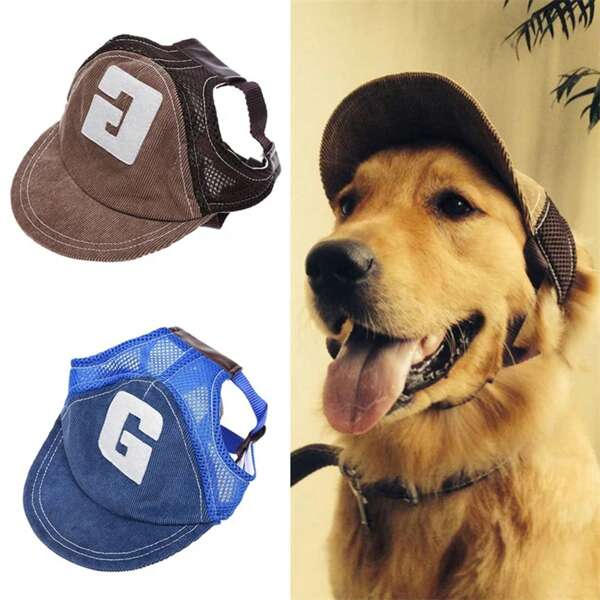 Hundehut Hund Sonnenschutzhut Baseballmütze Outdoor-Sporthut mit Ohrenlöchern verstellbarer Haustierhut für kleine und mittelgroße Hunde große Hunde