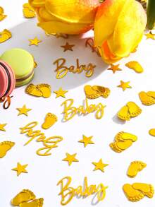 Baby Shower Confetti – Baby Footprints & Star-Shaped Decoration For 1st Birthday, Gender Reveal, Newborn Photo Shoot – Party Supplies(Gold) - Multicolor - View 6