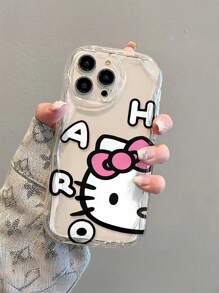 Sanrio Minimalist Big Face Hello Kitty IPhone Case Compatible With IPhone 11/12/13/14/15/16 Pro/Pro Max/Plus, Clear Soft Shell With Oversized Graphic, Stylish Protective Case For Daily Use