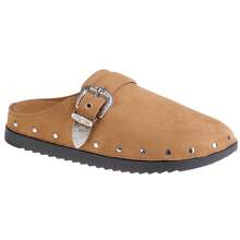 calcena Women's Western Style Buckle Mule Shoes With Rivets - Perfect For Urban Outfits, Comfortable Daily Wear, Creates A Unique Personal Style - Camel - View 1