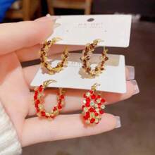 1 Pair Premium Elegant Pearl Round Hoop Earrings, Korean Fashion Niche Design For Women
