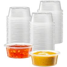 {4 Oz,200 Cups} Clear Diposable Plastic Portion Cups No Lids, Small Mini Containers For Portion Controll, Jello Shots, Meal Prep, Sauce Cups, Slime, Crafts, Disposable Souffle Cups & Much More-Cb - 1.5 Oz - View 1