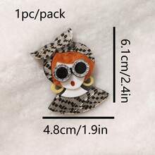 2D Handmade Plaid Acrylic Brooch, Girls Fashion College Style Apparel Accessory School College Office Accessories Shirts Jacket Jewelry Christmas Halloween Clothes Pin Funny Cute Teacher Gifts Costume Accessories Bag Charms