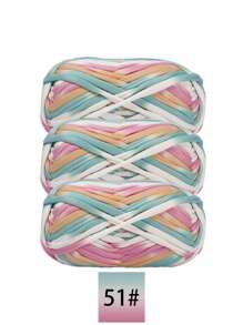 3 pièces Ruban de satin en polyester, environ 300g, mélange multicolore de fil doux en tissu - pour pantoufles au crochet DIY, sacs, panier de rangement (design d'emballage assorti)