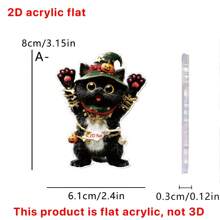 1pc/2pcs Halloween Creative 2D Acrylic Witch Pumpkin Dress Up Cat Decoration Decorations Home Decoration Room Decoration Perfect Halloween Bag Key Car Rearview Mirror Decorations Ideal Family & Friends Holiday Gifts Holiday Atmosphere Decorations.