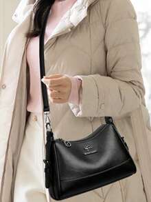 女士 2025 女式斜挎包钱包和手提包包奢华设计师女士手提包高品质皮革单肩包 - 黑色 - 查看 11