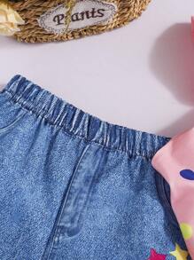 Infant Girls' Cute Cloud Print T-Shirt And Shorts 2-Piece Casual Outfit, Spring/Summer