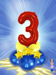 12 Stücke/Set rote große Zahlen 0-9 Ballons, Stern Ballons, Geburtstags Deko Ballons, blaues und gelbes Ballonset, geeignet für Geburtstag, Party Deko, Jahrestag, Abschluss, Vatertag Deko Geschenke