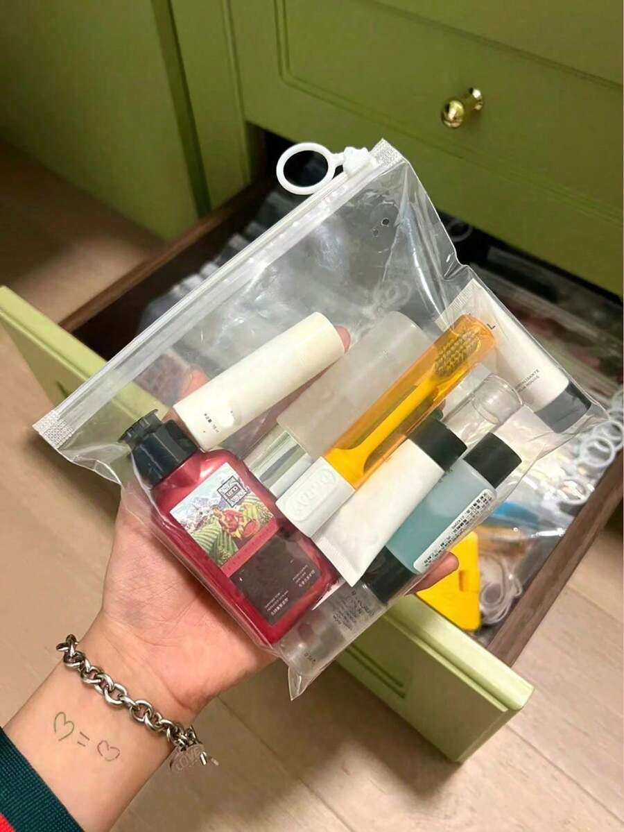 10 件大号密封袋分类收纳袋防水化妆包，磨砂拉环袋珠宝化妆品旅行面膜拉环收纳袋，内衣袜子冰袖包装拉链袋实用拉链袋文具收纳袋，旅行收纳分隔袋桌面杂物收纳袋，办公用品，返校用品美术用品化妆品收纳袋。度假旅行必需品暑假学校用品袋女士旅行包化妆包