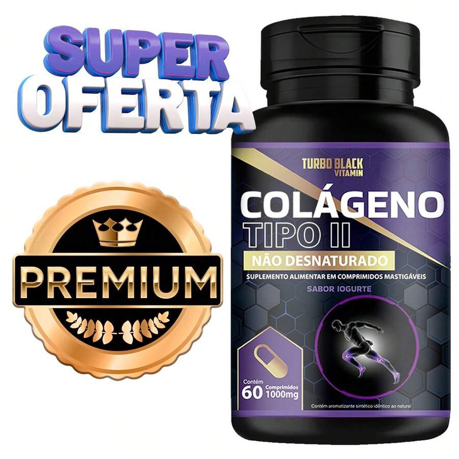 Colágeno Tipo 2 Não Desnaturado 40 mg 60 Comprimidos Mastigáveis Sabor Iogurte