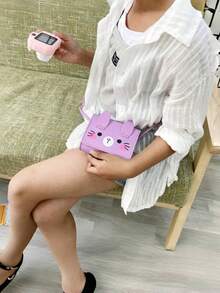 This Brand New MINI Cute Mini Crossbody Bag Features An Adorable Cartoon Cat Design. It Is A Casual Crossbody Bag, Very Suitable For Children, And Can Also Be Used As A Small Coin Purse, Travel Handbag/Wallet, Making It An Ideal Choice For Girls. It Is A Perfect Gift For Girls, Especially Suitable For Valentine's Day Or New Year. - Hot Pink - View 5