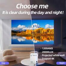 Proiector Home Theater Smart Super HD 5G nou 2025, proiecție de perete de înaltă definiție pentru dormitor, home cinema, computer, oglindire telefon, fitness, birou, camping în aer liber, cămin studențesc, mini proiector 4K