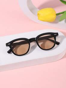 1 件装 4-8 岁男孩女孩亚克力休闲小方框黑色时尚眼镜，适合节日出游和日常装扮