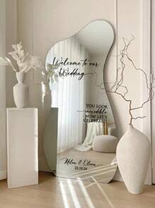 1pc Personalized Sticker For Wedding/Conference Gift/Birthday/Anniversary, Mirror Decorative Sticker, DIY Gift, Handwritten, Wedding Sticker, Gift Sticker. Custom Holographic Name Sticker For Glass, Cup, Roller, Balloon, Etc. Calligraphy Sticker, Glass Name, Gift Box Decor, Custom Glitter Text Label,Back To School Fashion,Xmas Decoration, Autumn Home Refresh