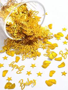 Baby Shower Confetti – Baby Footprints & Star-Shaped Decoration For 1st Birthday, Gender Reveal, Newborn Photo Shoot – Party Supplies(Gold) - Multicolor - View 1