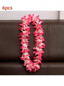 2/6/12 Piezas a Granel de Guirnaldas Hawaianas, Collares de Guirnaldas Tropicales Coloridas para Adultos, Decoraciones y Recuerdos para Fiesta Hawaiana en la Playa