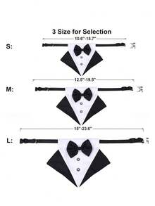 1pc Formal Dog Tuxedo, Wedding Dog Collar With Bow Tie, Adjustable Pet Wedding Collar Bandana, Suitable For Small, Medium And Large Dogs - Black and White - View 9