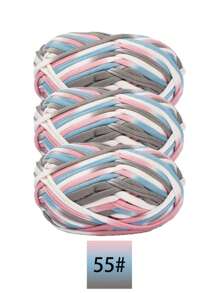 3 pièces Ruban de satin en polyester, environ 300g, mélange multicolore de fil doux en tissu - pour pantoufles au crochet DIY, sacs, panier de rangement (design d'emballage assorti)
