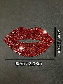 2pcs/10pcs Red Lip Rhinestone Stickers, DIY Fashion Shoes And Jeans Accessories Resin Rhinestone Patch Stickers Red Lip Hot Melt Adhesive Net Rhinestone Stickers DIY Rhinestone Hot Map Luggage, Shoes And Hats Christmas, New Year, Valentine's Day Wedding Decoration. - Multicolor - View 4