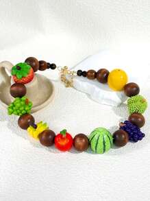 1pc Summer New Dopamine Fresh Fruit Beaded Necklace, Sweet & Hot Girl Style Daily, Vacation, Party Accessory, Colorful Embellishment