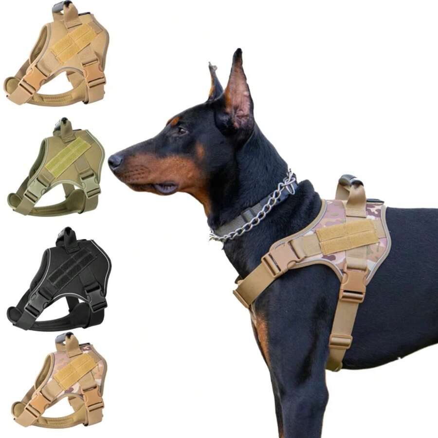 Arnés táctico para perros, chaleco de entrenamiento para mascotas Doberman Pinscher, arnés para perros pequeños, medianos y grandes, a prueba de explosiones - Verde - Ver 1